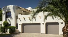 Amarr Heritage flush panel garage door in Sandtone