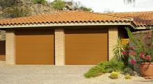 Amarr Heritage ribbed panel garage door in dark finish