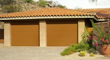 Amarr Heritage ribbed panel garage door in dark finish