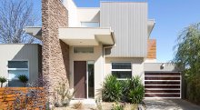 Amarr Horizon MultiView garage door in White finish with Bronze tint glass