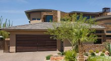 Amarr Horizon MultiView garage door in Medium Bronze finish with Bronze tint glass