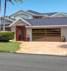 Amarr Horizon MultiView door with gray tint glass and copper anodized aluminum finish