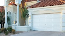Amarr Lincoln long panel true white double garage door