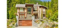 Amarr Northwoods Cedar plank garage door with SlimLine windows