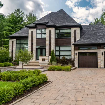 CHI Stamped Shaker garage door on a modern home