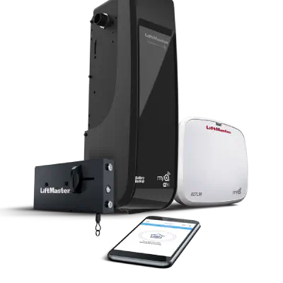 LiftMaster 98022 wall-mount opener with automatic door lock and remote LED light