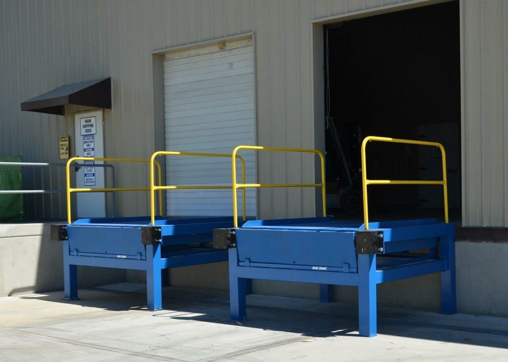 Blue Giant dock levelers installed at a loading dock
