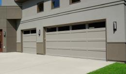 Traditional raised-panel garage door installed on a home